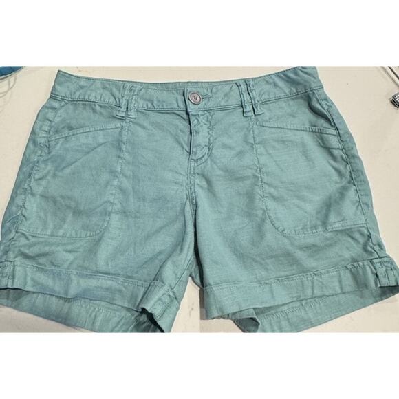 LEVEL 99 Women’s Size 29 Seafoam Linen Blend Shorts Coastal Anthropologie Boho - Picture 1 of 9